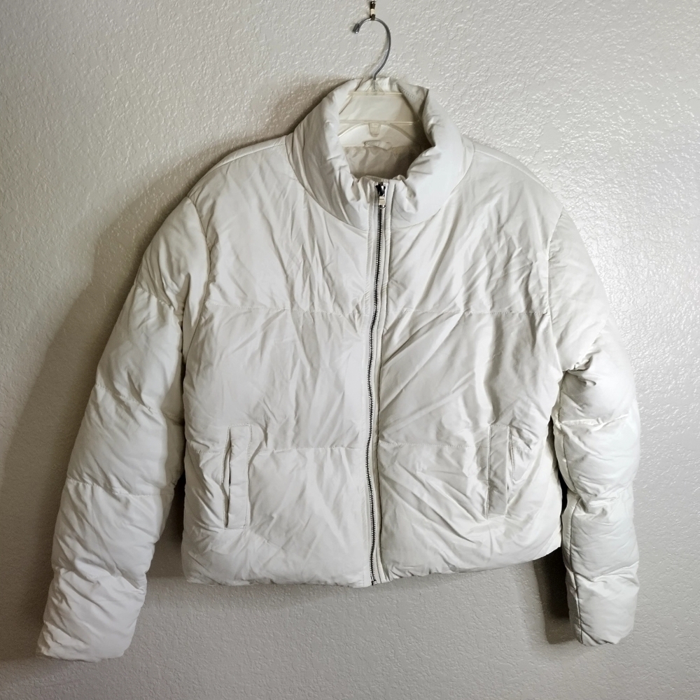 NWT American threads Vegan leather puffer jacket SZ L